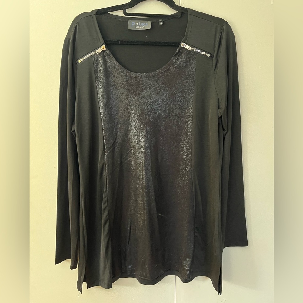 P Luca Milano woman’s black stretch tunic top size XL